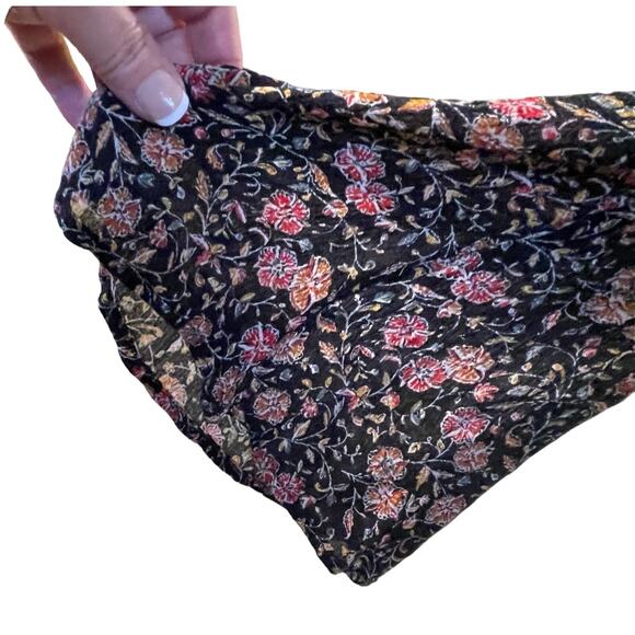 Old Navy 3/4 Sleeve Black Dress with Small Orange Red Flowers Large Midi Length - Picture 4 of 4